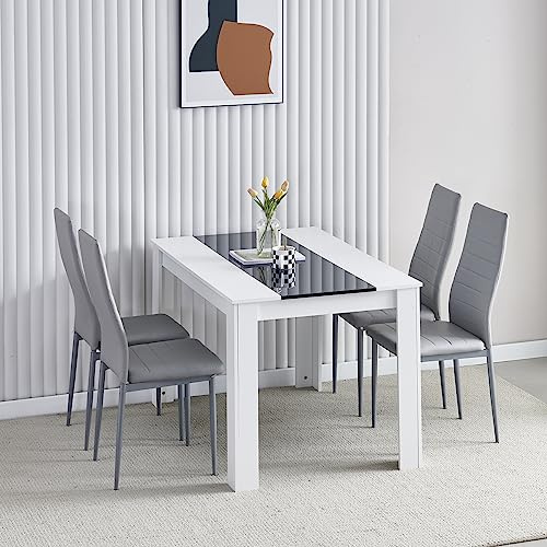 Menaka 120cm Wood Dining Table and Chairs Set of 4 for Small Diner, Rectangular Kitchen Table with 4 Chairs Set Space-saving