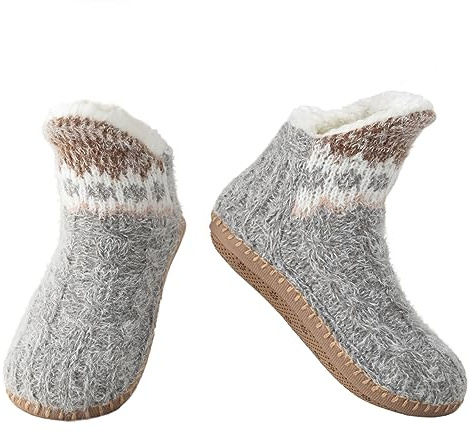 Vihir Hüttensocken Damen & Herren & Winter, Rutschfeste Hausschuh Socken, Slipper Socken, Dicke Pantoffel Socken, Weiche Stoppersocken, Warme Hüttensocken Winter Weihnachtssocken Geschenk 1 Paar