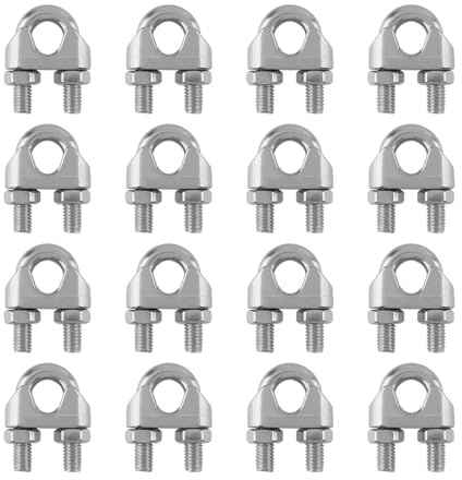 NAMYEUT 16 Stück M10 Drahtseilklemme Edelstahl, 10mm Bügelseilklemme, Wire Rope Clamp, U Bolzen Bügelform Drahtseil Seilklemme für Stahlkabel, Stahldraht, Seile, Silber