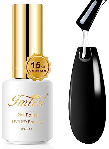 Imtiti Smalto gel top coat – Top Coat No Wipe Top Coat lucido finitura lucida lunga durata 15 ml UV/LED smalto gel trasparente per manicure a casa