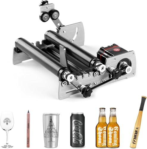 FoxAlien R57-41 Y-axis Rotary Roller Engraving Module for Cylindrical Objects Curved Surface Compatible with XE-PRO and Other Closed-Loop Motor CNC Engraving Machines