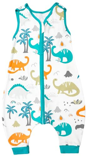 MOEMOE BABY Schlafsack mit Füßen, 0,5 Tog sommer schlafsack mit Füßen, Baumwolle Ärmellose Babyschlafsack mit Beinen Dinosaurier L/93cm/3-5 Jahre