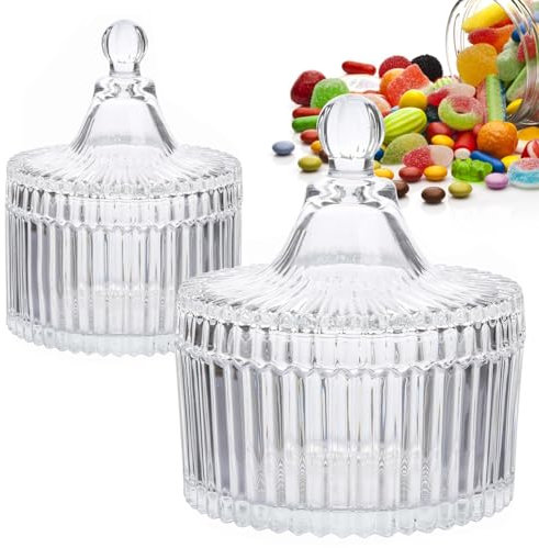 LTHERMELK 2 barattoli trasparenti per caramelle con chiusura, vintage, piccoli, adatti per matrimoni, banchetti, buffet di caramelle