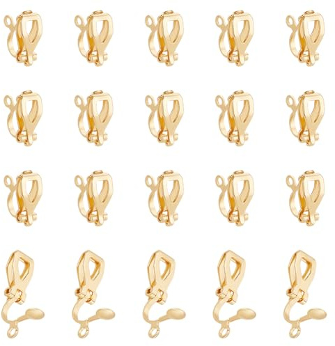 UNICRAFTALE 20 Stück 18K Vergoldete Ohrclip Beschläge Mit Schlaufe 304 Edelstahl Ohrclip Konverterkomponenten Goldener Nicht Durchbohrter Ohrring Ohrringe Selber Machen Für Die DIY Ohrringherstellung