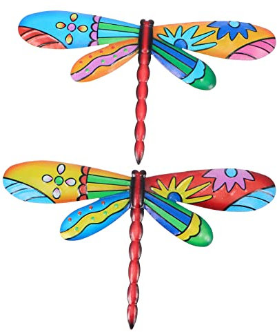 QUMIIRITY 2pcs Iron Dragonfly Ornaments Garden Decor Dragonfly Decorations for Home Wall Art