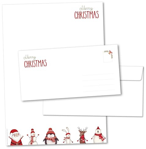 artup Weihnachtsbriefpapier Set 120 Weihnachtsbriefpapier mit Umschlag ohne Fenster Weihnachten Briefpapier für Geschäftsbriefe