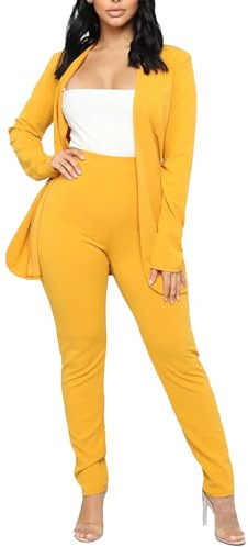 HEONSATI Completo Tailleur Donna Elegante Business Giacche Manica Lunga Risvolto + Pantaloni Completi Offerte Lavoro Autunno Invernale 2 Pezzi Casual Taglie Forti Tute da Donna Formale Eleganti Curvy