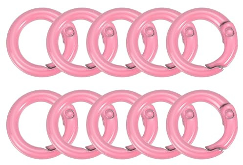 sourcing map O Ring Clip, 10Pcs 20mm - Zinc Alloy Colorful Spring O Rings, Round Gate Clip Snap Clasp Hooks Trigger Buckles for Bag Purse Handbag Keychains DIY Accessory (Pastel)