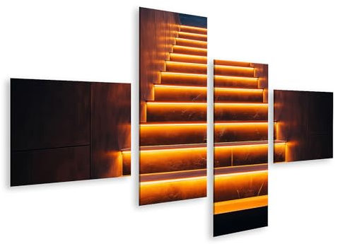 islandburner Prime Bild auf Leinwand Stimmungsvolle beleuchtete Treppe in Goldton Bilder Wandbilder Poster