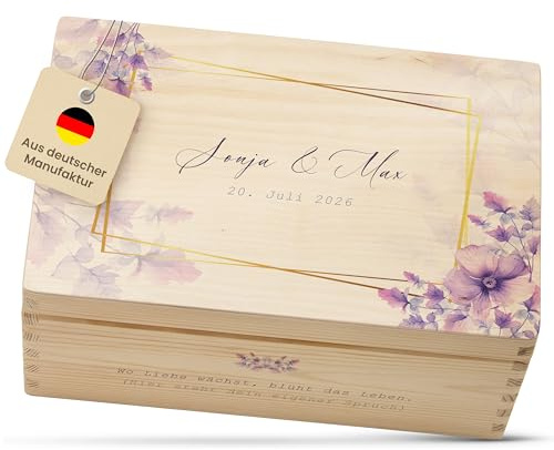 Amari ® Personalisierte Erinnerungsbox aus Holz | Pastellglück | Individuelles Hochzeitsgeschenk Erinnerung Hochzeit Personalisiertes Holzkiste