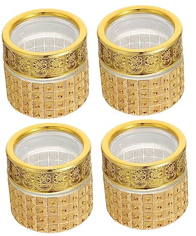 EPIGEIST 4pièces Lot De Petites Bouteilles Verre Doré Épaisses Multifonctionnelles Pour Stockage Pilules Thé Décoration Table Maison