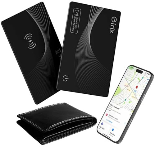 2026 [Apple MFi Certified] (iOS Only) Wallet Tracker Card, Rechargeable Thin Finder, Works with Apple Find My, IP68 Waterproof Item Locator for Luggage Tags, Passports, Phone (Black, 2 Pack)