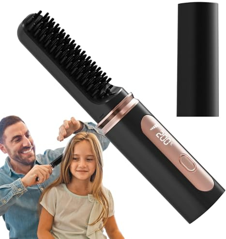 Plaques à Cheveux Pour Femmes | Peigne Brosse Lisseur Sans Fil,Brosse Rechargeable USB Chauffage Rapide Pour Lisser et Friser, Modelant Pour Femmes et Filles