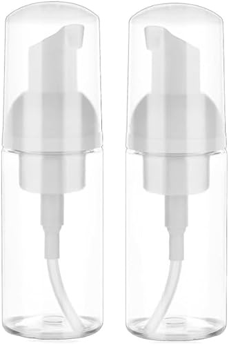 2 Packs Transparent Foam Pump Bottle Travel Small Size Mousse Foam Dispenser Mini Empty Clear Plastic Foaming Soap Dispenser Refillable Pump Containers for Skin Care 50 ml/1.7 oz Convenient to Carry