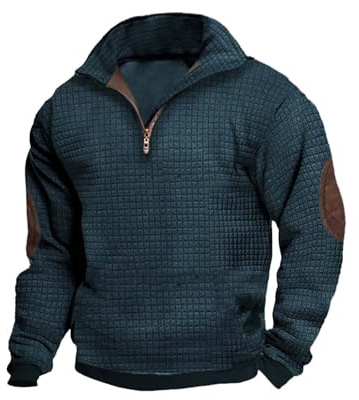 Generisch Jersey para hombre sin capucha, sudadera para hombre, cuello ancho, media cremallera, chaqueta de pana para el tiempo libre, chaqueta deportiva para otoño, chaqueta deportiva a prueba de