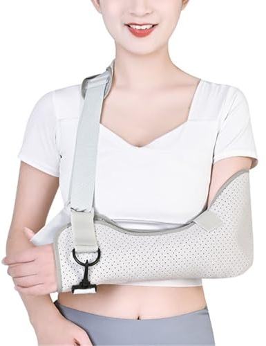 HAGJII Shoulder Sling for Arm Injury Rotator Cuff, Fracture, Dislocation Support Arm Sling Shoulder Immobilizer for Elbow Injury, Post-Operative Care Adjustable Straps Fit(White,L(165-195cm))