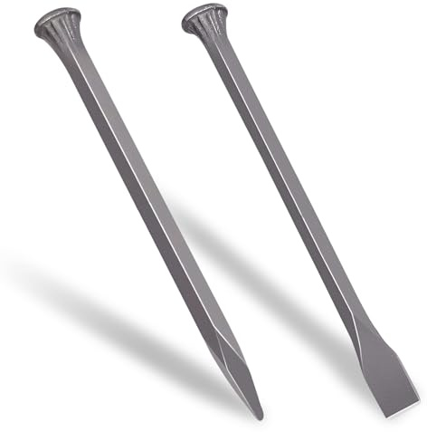 2 Piece Cold Chisel Set, 25cm Heavy Duty Cold Stone Chisels Concrete Chisel Made with Carbon Steel for Cutting Stone Masonry Granite Mortar Cement Cement