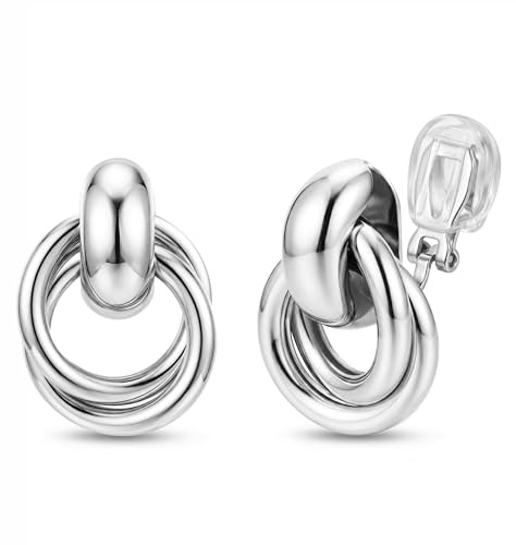 Kakonia Clip Ohrringe Damen Hypoallergen Ohrclips Damen Ohne Ohrlöcher | Gold Silber Klipp Ohrringe kinder Twisted Seestern Chunky Ohrring ohne ohrloch Fake Ohrring Set Mädchen clip on earrings