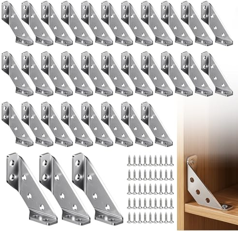 Ztolbriy 30 Stück Edelstahl Winkelverbinder Eckverbinder Türscharniere, Metall zur Verstärkung und Reparatur von Möbeln, Universal Holzverbinder Metall für Möbelkonstruktionen und Reparaturarbeiten