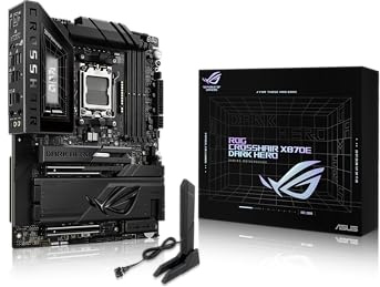 ASUS ROG Crosshair X870E Dark Hero ATX Motherboard, 20+2+2 Power Stages, DDR5 Slots, PCIe® 5.0, Five M.2 Slots, 3D VC M.2 heatsink, USB4®, AI Cache Boost, PCIe Slot Q-Release, AIO Q-Connector
