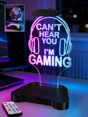 CoolGift Mart Light Up Headphone Stand, Headphones Holder with 16 Color Lights, Gaming Headset Stand with Game Controller Storage Base for Desk, Gamer Gifts for Boys Men Father Dad Music Lovers