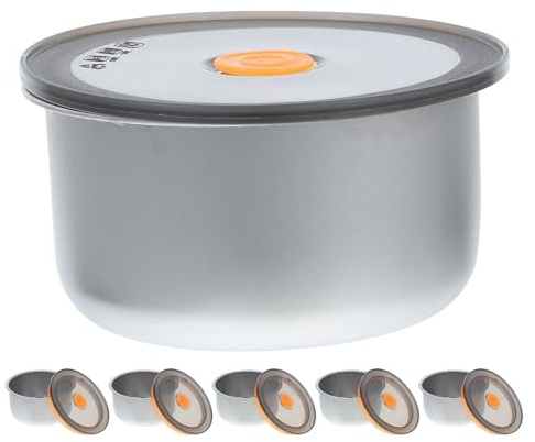 Healeved 6 recipientes para helado - 400 ml - Recipiente de acero inoxidable para guardar alimentos - Hermético para yogur, comidas, aperitivos y salsas.