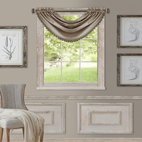 Threadmade All Seasons Waterfall Window Valance, Silver - 52 W x 36 L