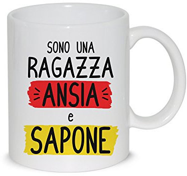 thedifferent Tazza Mug Ragazza Ansia E Sapone - Tazza in Ceramica Thè/Latte - Idea Regalo