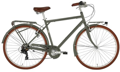 Citybike Velvet Alpina für Herren, 7 Gänge, 28 Zoll und Rahmen aus Aluminium, 55 cm, Militärgrün