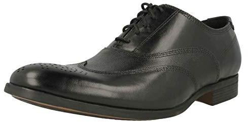 Clarks Gilmore Wing Brogues för män, Svart svart läder - 41.5 EU