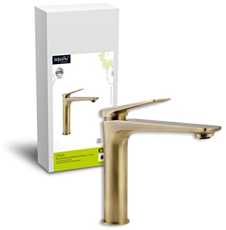 Einhandmischer Orva für Waschtisch I Mittelhoch I Bronze I Wasserhahn für Aufsatzwaschbecken I Einhebelmischer I Armatur I Mischbatterie