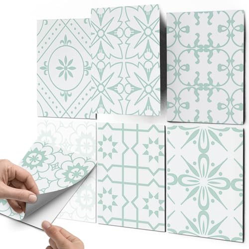 CREATISTO Mosaik Klebefliesen Stickerfliesen Fliesenfolie - Aufkleber Folie für Fliesen I Stickerfliesen - Mosaikfliesen für Küche, Bad, WC Bordüre (15x20 cm I 6 -Teilig)