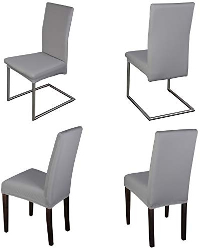 Staboos Stuhlhussen 4er Set - Hohe Elastizität - Stuhlbezug 4er Set - ÖKO TEX Zertifiziert (Hellgrau)
