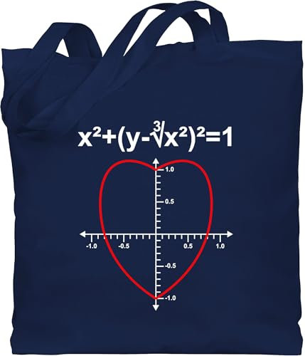 Shirtracer Baumwolltasche - Valentinstag - Taschen - Mathe Herz - Unisize - Navy Blau - mathematiker jutebeutel geschenk valentines day herzen baumwolle lehrerin geschenke lebenspartner mathematik