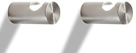 2 Wandhaken Länge 3 cm, Edelstahl gebürstet, Wandverschraubung - PHOS Design