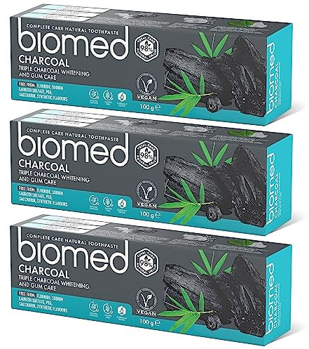 Biomed Triple Charcoal 98% Natural Whitening Toothpaste | Gum Care, Bamboo Charcoal | Vegan, SLES Free 100g(pack of 3)