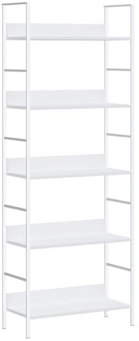 vidaXL Bücherregal 5 Regalböden Standregal Metallregal Küchenregal Schuhregal Bücherschrank Regal Weiß 60×27,6×158,5 cm Holzwerkstoff