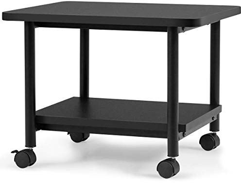 DREAMADE Supporto per Stampante a 2 Ripiani con 4 Rotelle, Carrello sotto Scrivania per Ufficio e Casa, Multiuso e Salvaspazio, Design Industriale Vintage, Buon Carico 45kg, 49x40x37 cm (Nero)