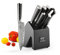 Damas Set Couteau Cuisine de Chef, Bloc de Couteaux Professionnels, Lot de Couteaux en Acier, Couteaux de Cuisine avec Bloc en Bois, 9 Pièces