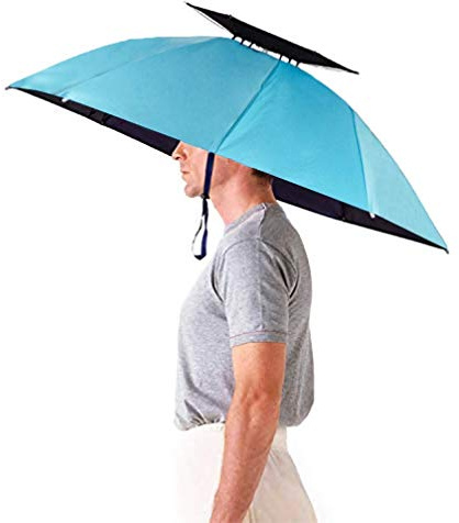 Luwint 36'' Diameter Double Layer Folding Compact UV Rain Protection Umbrella Hat