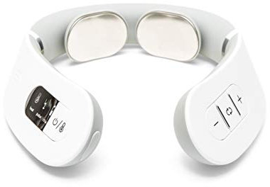 Bodi-Tek EMS Neck and Shoulder Massager with Heat, Adjustable Intensity for Stress and Muscle Tightness, Hands Free Design for Massage at Home or Office & in Car Use. LCD Display, Rechargeable