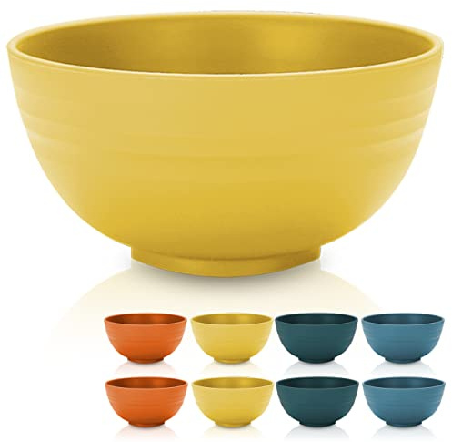Kyraton 760ml plast spannmål skålar 8 st, obrytbar och återanvändbar lätt vikt skål för ris nudel soppa Snack sallad frukt BPA fri diskmaskin säker