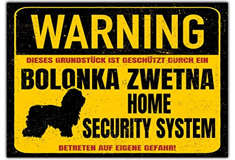 Bolonka Zwetna Dog Schild Warning Security System Türschild Hundeschild Warnschild