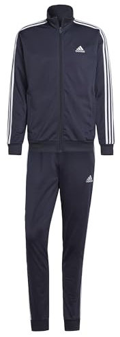 adidas Basic 3-stripes Tricot Track Suit Tuta Sportiva, Legend Ink/White, L Uomo