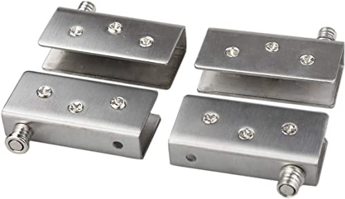 Tbkoly Lot de 4 charnières de Porte en Verre pivotantes à 90°, Verre sans perçage, Acier Inoxydable, Compatible avec Le Verre de 10 à 12 mm (Size : M: for 810mm Glass)
