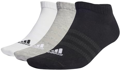 adidas Unisex - Adulto Thin and Light Sportswear Low-Cut Socks 3 Pairs, Medium Grey Heather / White / Black, 6.5-8