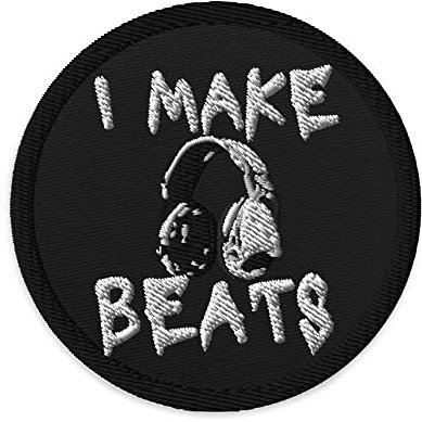 Embroidered Patches Novelty Turntable Beatmatching Techno Loud Music Disk Jocker Mixer Controller Scratching White