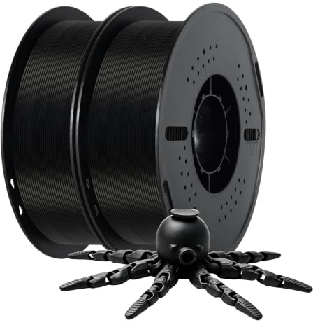 Kingroon PLA Filament 1.75mm, PLA 3D Drucker Filament Maßgenauigkeit ±0,02mm, 2KG Spule (4.4LBS) PLA Filament für 3D Drucker, 2 Spulen Schwarz