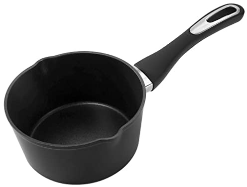 Royal Cuisine 18cm Forged Aluminium Non-Stick Deep Milk Pan Water Boiling Saucepan|Perfect for Cooking Sticky Sauces, Warming Milk |Kitchen-Cooking Pots & Pans|Matt Black