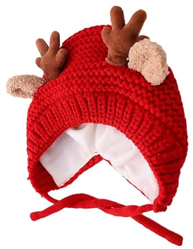 GALPADA 1stück Wollmütze Mit Fleece-Futter Für Mädchen Und Jungen Weihnachtsmütze Mit Rentier-antlitz Warm Und Bequem Für Herbst Und Winter Geeignet Kopfumfang Für Monate